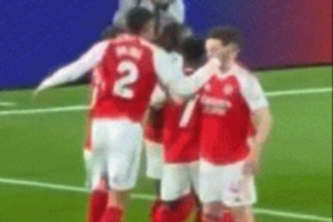 红牌伺候球迷拍到北伦敦德比萨利巴庆祝时“怒扇”赖斯一耳光