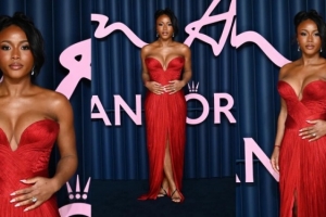 性感红裙，惊艳全场！萨卡未婚妻华丽造型出席时尚大奖颁奖典礼